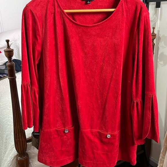 John Mark Butterfly Sleeves Suede Feeling Tunic Top Size Large - Picture 1 of 9